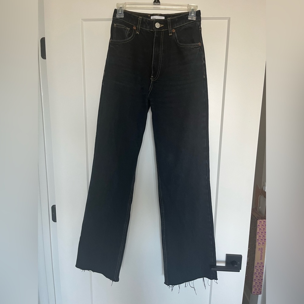 Zara Wide Leg Dark Wash Jeans